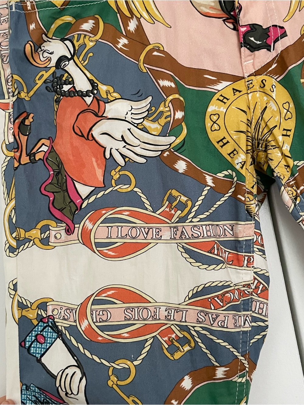 Love Moschino vintage duck crop Printed pants sz27 - Picture 4 of 7